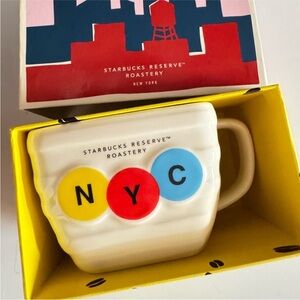 Starbucks Reserve NYC Mug with Red, Yellow, and Blue Accents